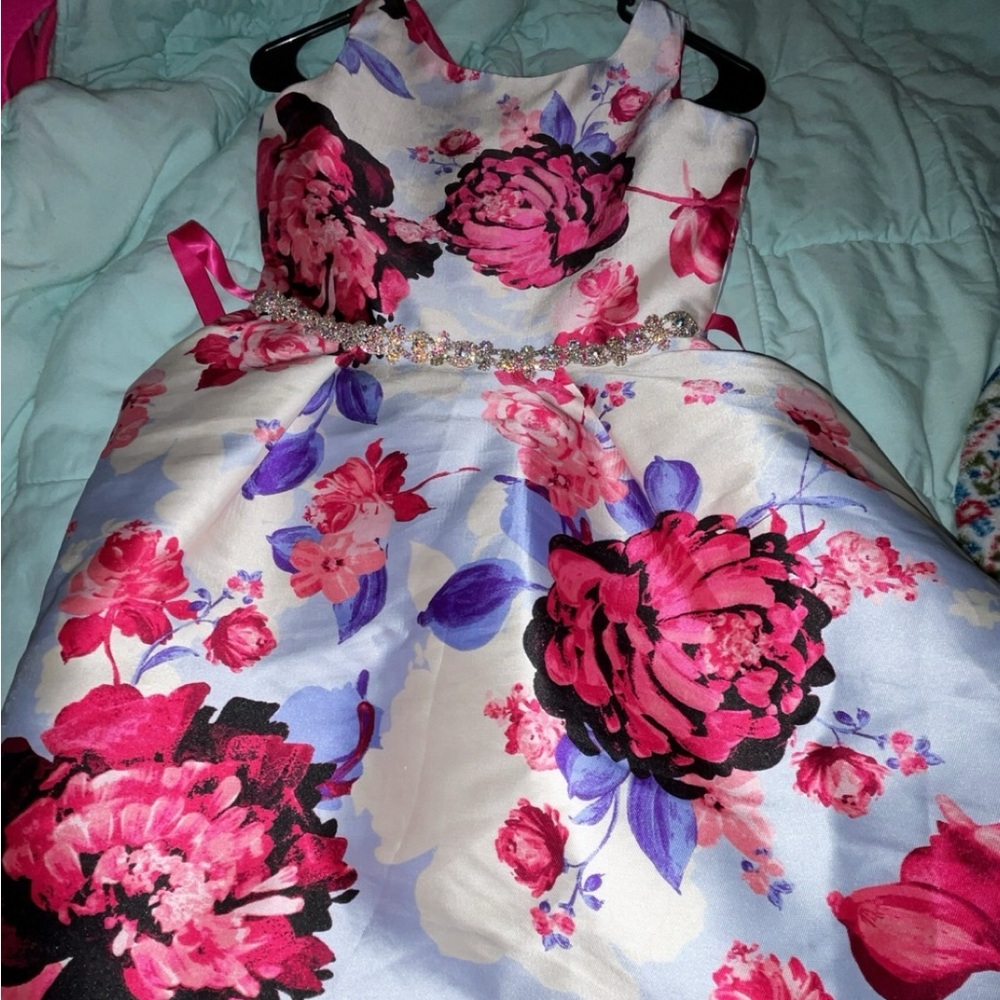 Rare Editions Pink and Purple Floral Dress